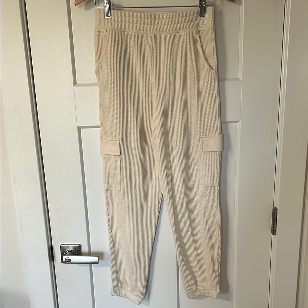 Cream Casual Cotton Blend Bottoms